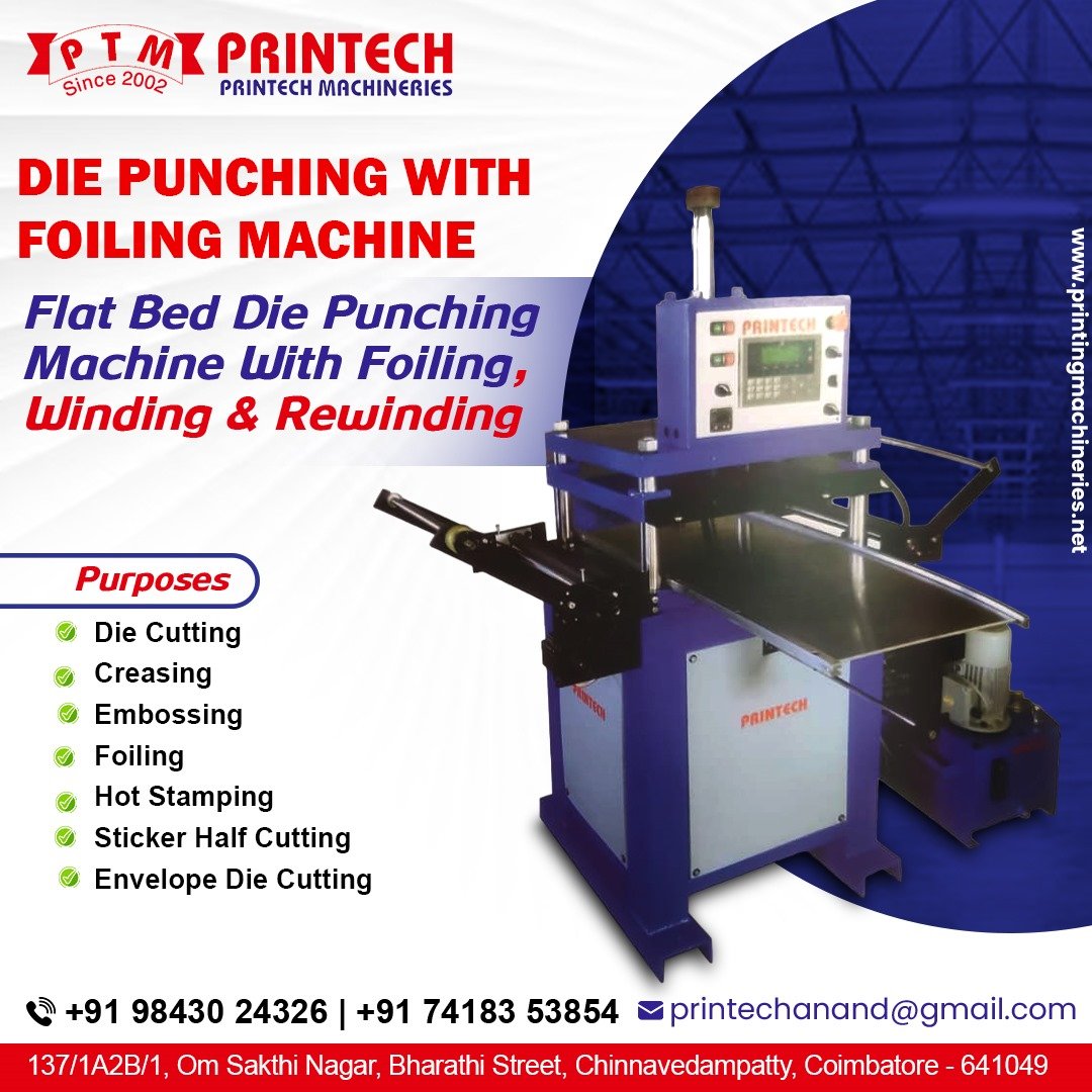 Flat Bed Die Punching with Foiling Machines manufacturer in Coimbatore